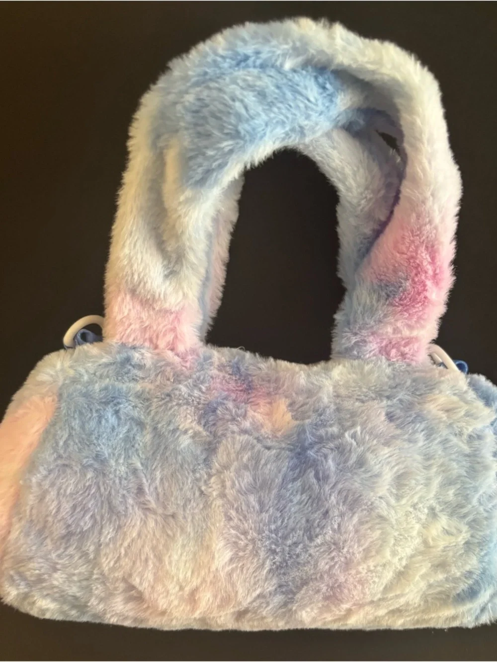 Plush Kids Handbag in Pastel Pink, Blue & Cream with Character Patch